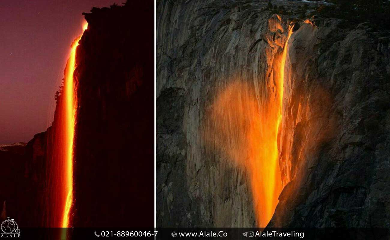 آبشار آتش در کالیفرنیا